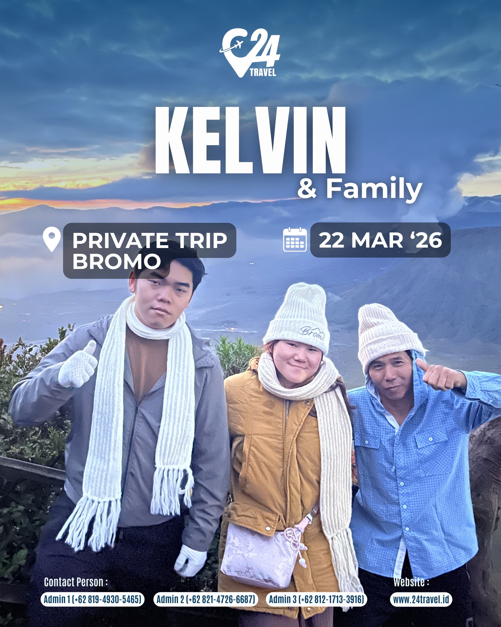 Kebahagiaan kecil sering datang dari perjalanan yang sederhana.
Bromo menyuguhkan momen hangat yang membuat keluarga semakin dekat satu sama lain.
Yuk, wujudkan liburan keluarga yang penuh cerita dan kenangan manis.Info promo & konsultasi klik link bio 👉 @24travel.id#24travel #semuabisaliburan #paketwisatabromo #tripbromo