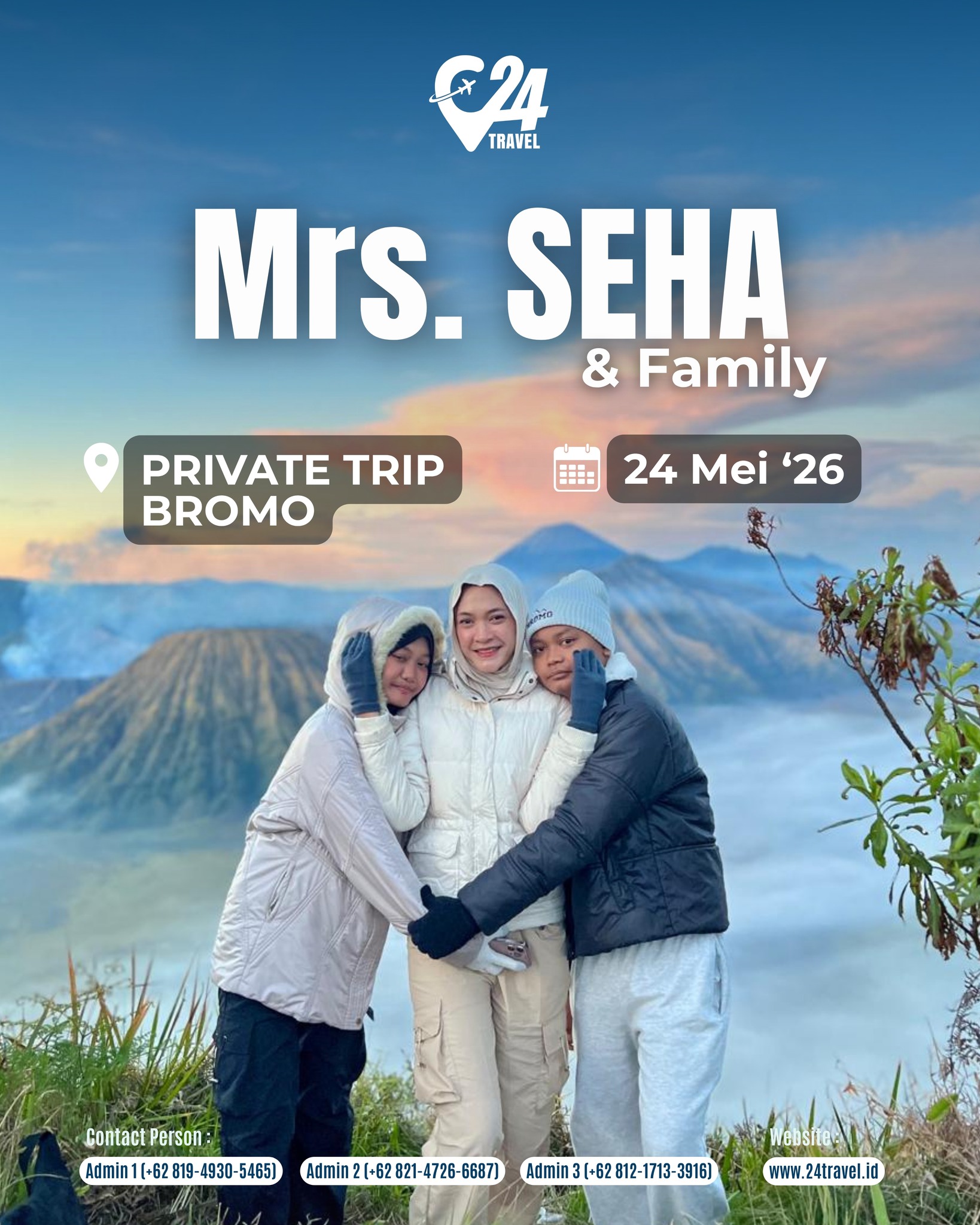 Bromo jadi pilihan pas buat menikmati waktu santai dan quality time bersama keluarga.
Yuk, rencanakan liburan keluarga yang nyaman, santai, dan penuh momen seru ✨Info promo & konsultasi klik link bio 👉 @24travel.id#24travel #semuabisaliburan #paketwisatabromo #tripbromo