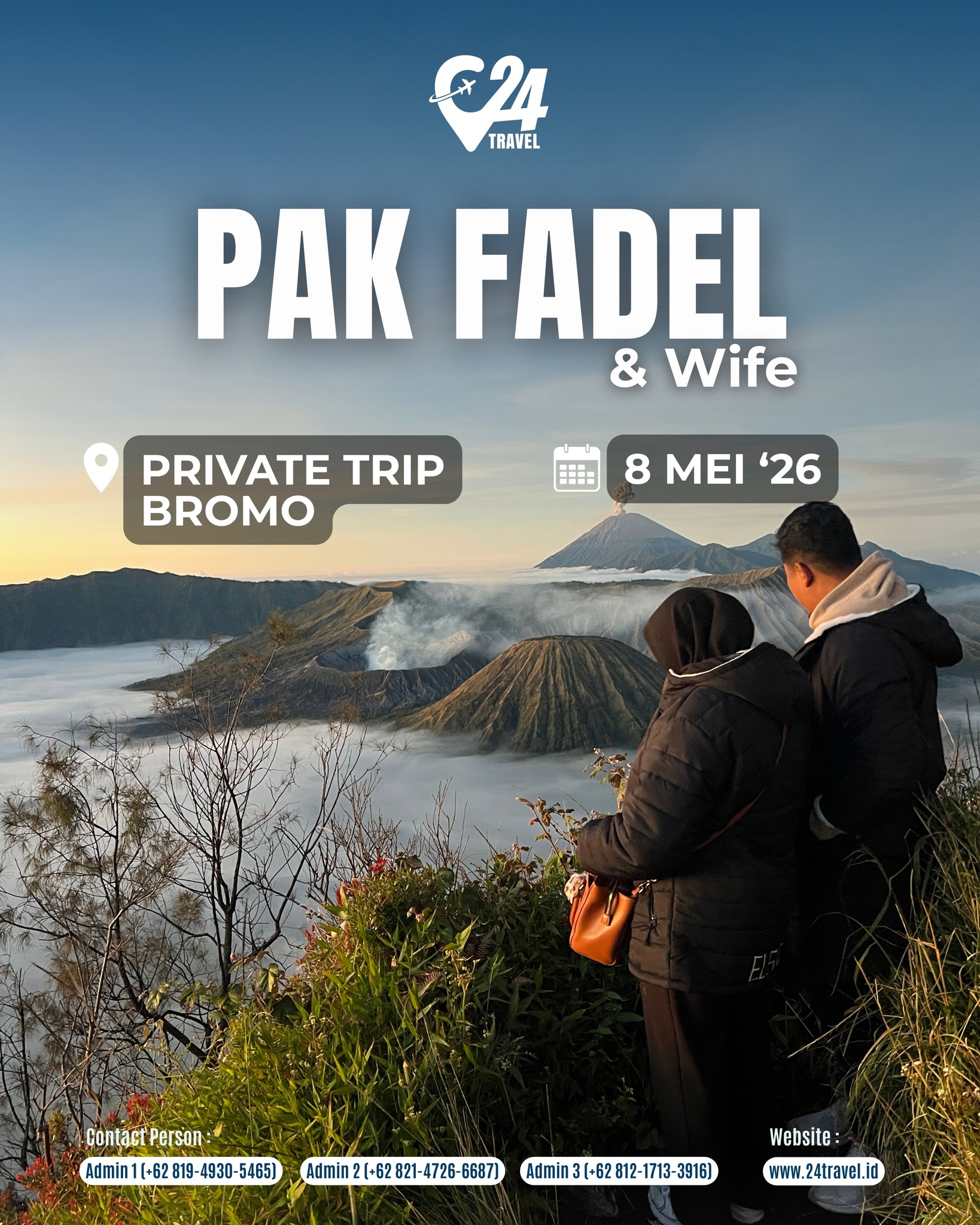 Liburan berdua jadi makin spesial karena sebentar lagi akan bertiga 🤍
Menikmati suasana Bromo sambil quality time bareng pasangan memang jadi momen yang manis ✨Yuk, sempatkan waktu untuk menikmati perjalanan hangat bersama orang tersayang 🌿Info promo & konsultasi klik link bio 👉 @24travel.id#24travel #semuabisaliburan #paketwisatabromo #tripbromo
