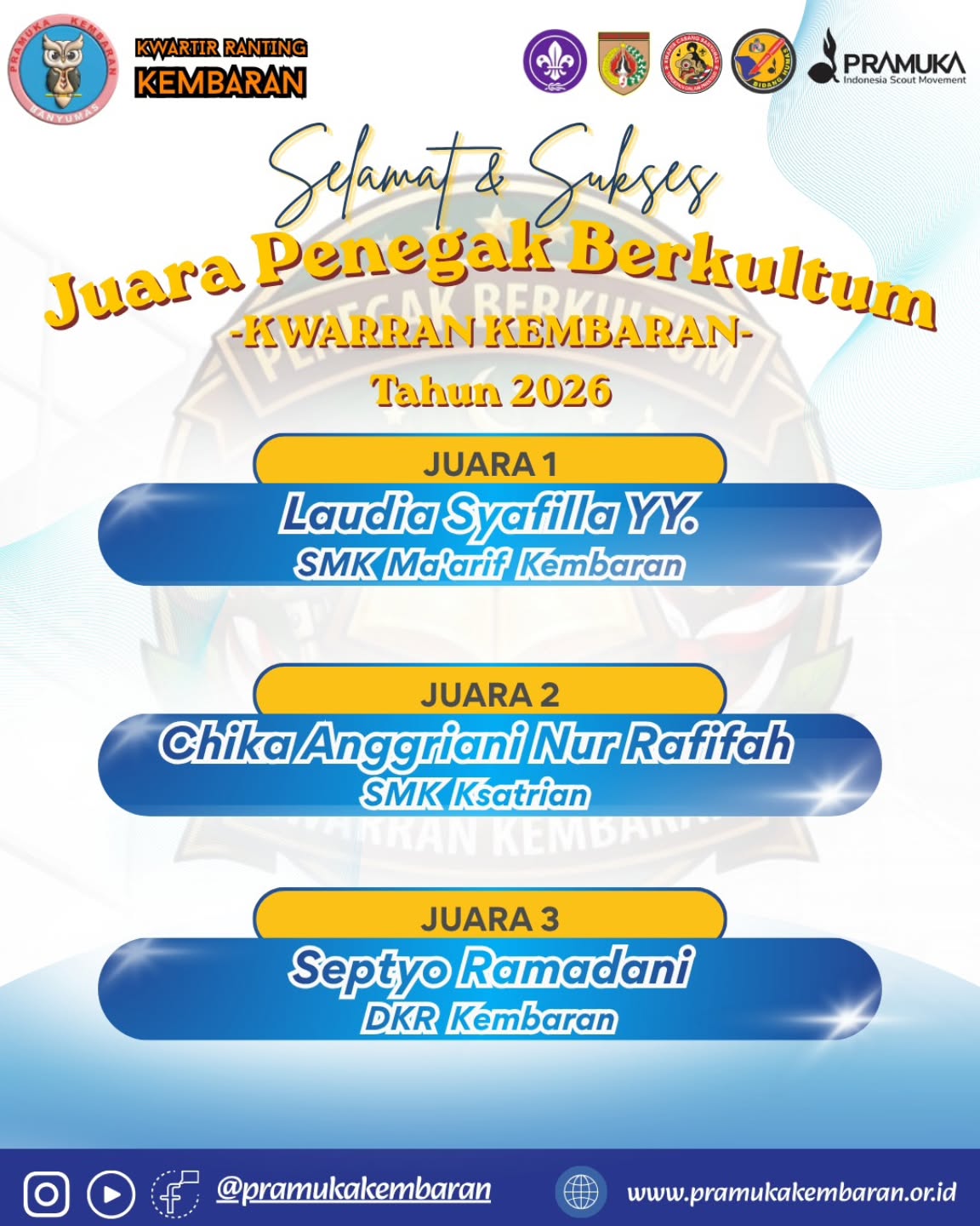 Kwartir Ranting Kembaran mengumumkan hasil lomba P… Kwartir Ranting Kembaran mengumumkan hasil lomba P…