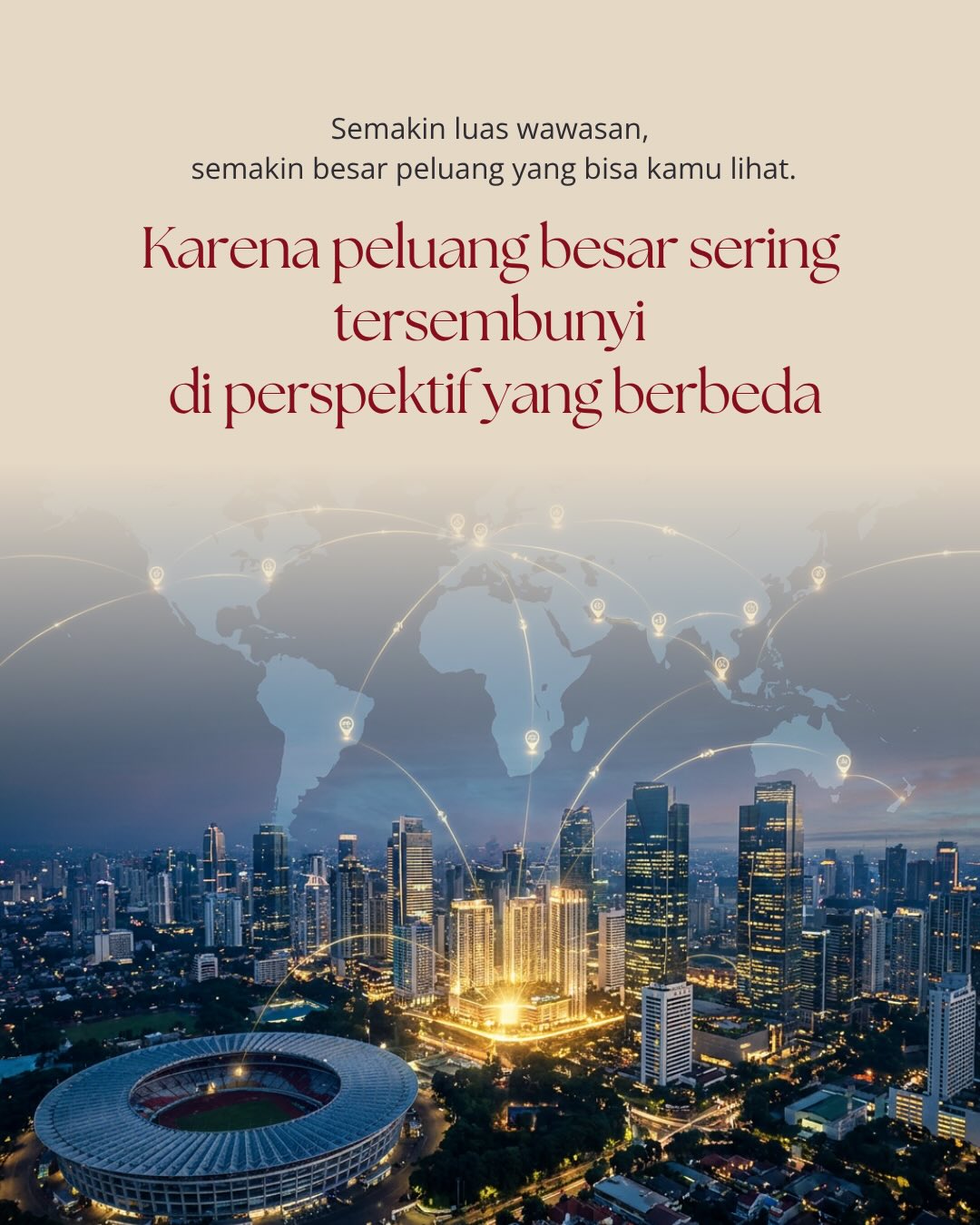 Semua hal besar tidak selalu dimulai dari tempat yang besar. 🌍
Kadang, semuanya dimulai dari satu langkah kecil:
satu koneksi, satu keberanian, satu cara pandang baru.
Di dunia yang semakin terkoneksi, market lokal bukan lagi batasan — melainkan awal dari peluang yang lebih luas.
Karena growth bukan hanya tentang seberapa jauh kita melangkah,
tetapi seberapa luas mindset kita berkembang.
Act Local, Think Global. ✨
#nyatadekatnya #permatahijausuites #networking #globalmindset #thinkglobalactlocal