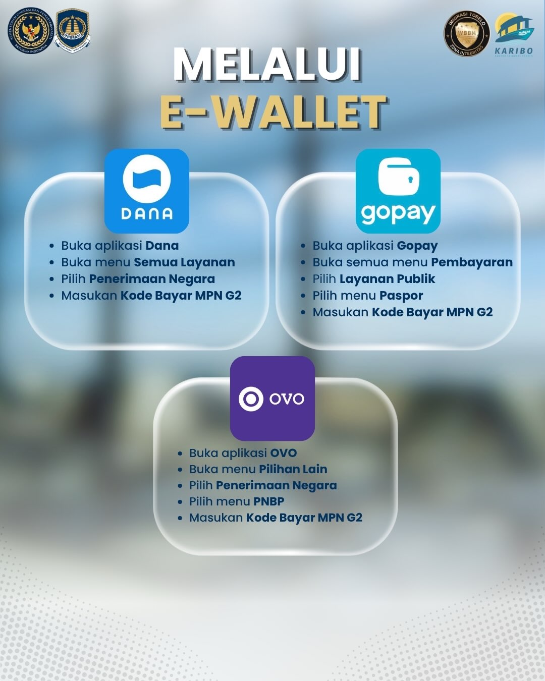 Hari gini masih bingung cara bayar paspor? Ini caranya ya, Sobat Karibo!
Gak perlu ribet lagi, kalian bisa pilih metode pembayaran yang paling nyaman. Mulai dari yang digital pake m-banking atau e-wallet, sampai yang konvensional lewat gerai retail terdekat, semua bisa!
Geser slide-nya sampai habis buat lihat tutorial lengkapnya! Jangan lupa bagikan info ini ke keluarga atau teman kaliam yang mau bikin paspor!
#kemenimipas #ditjen_imigrasi #reelsinstagram #paspormudah #dirjen_imigrasi #pasporanak #hendarsammarantoko #payment #paspor #imigrasitobelo #imigrasi #imigrasiindonesia